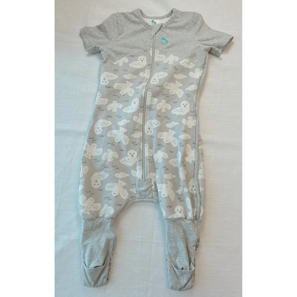 Love To Dream Sleep Suit Kids 12-24M Grey Excellent Bird Print Organic Cotton